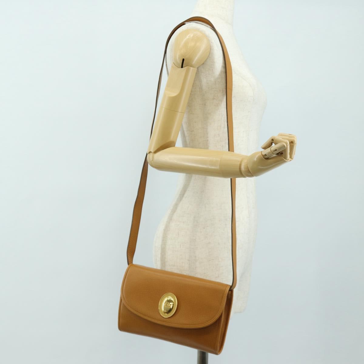 Christian Dior Shoulder Bag Leather Beige Auth BA196
