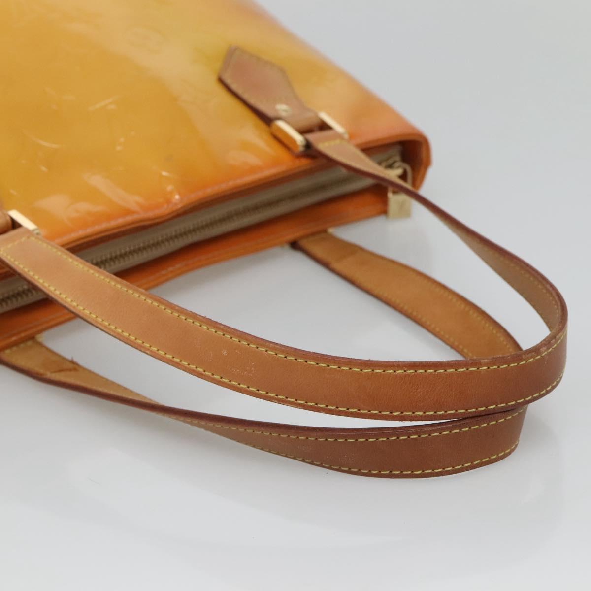 LOUIS VUITTON Monogram Vernis Houston Hand Bag Beige M91004 LV Auth BA1969