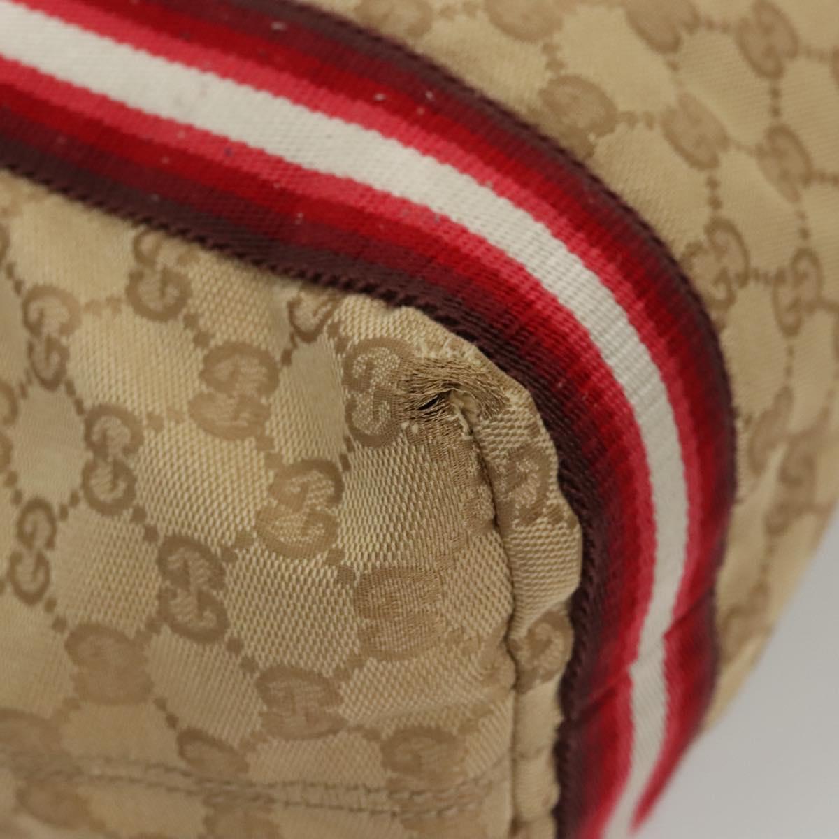 GUCCI GG Canvas Sherry Line Tote Bag Beige Red 189669 Auth BA1983