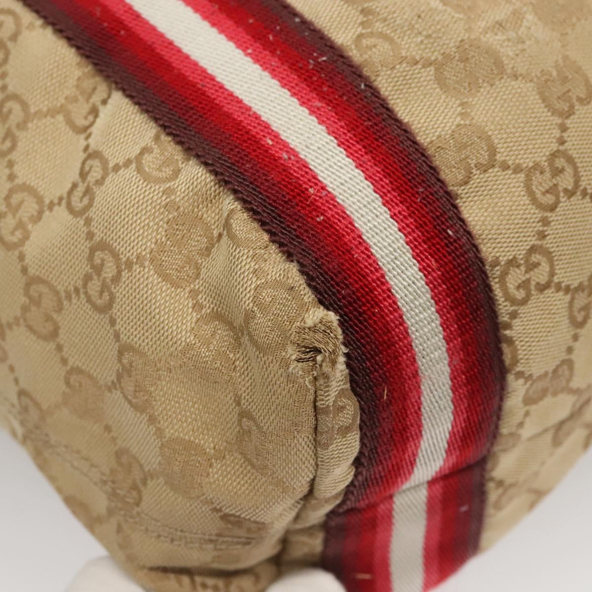 GUCCI GG Canvas Sherry Line Tote Bag Beige Red 189669 Auth BA1983