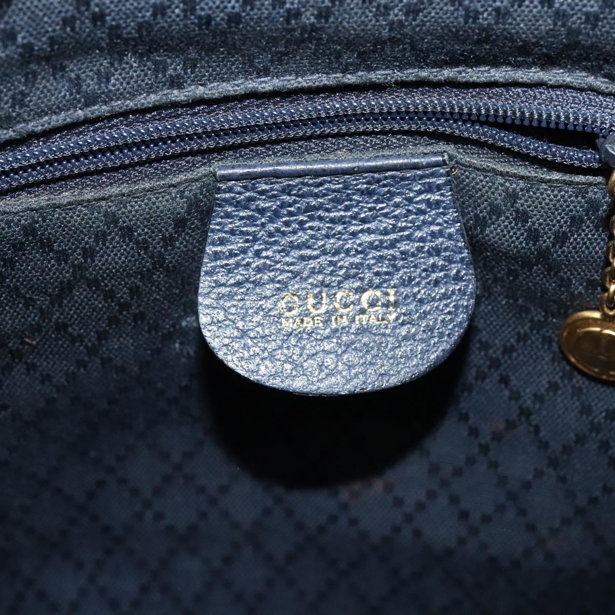 GUCCI Bamboo Backpack Suede Leather Navy Gold 003 1956 0030 Auth BA1984
