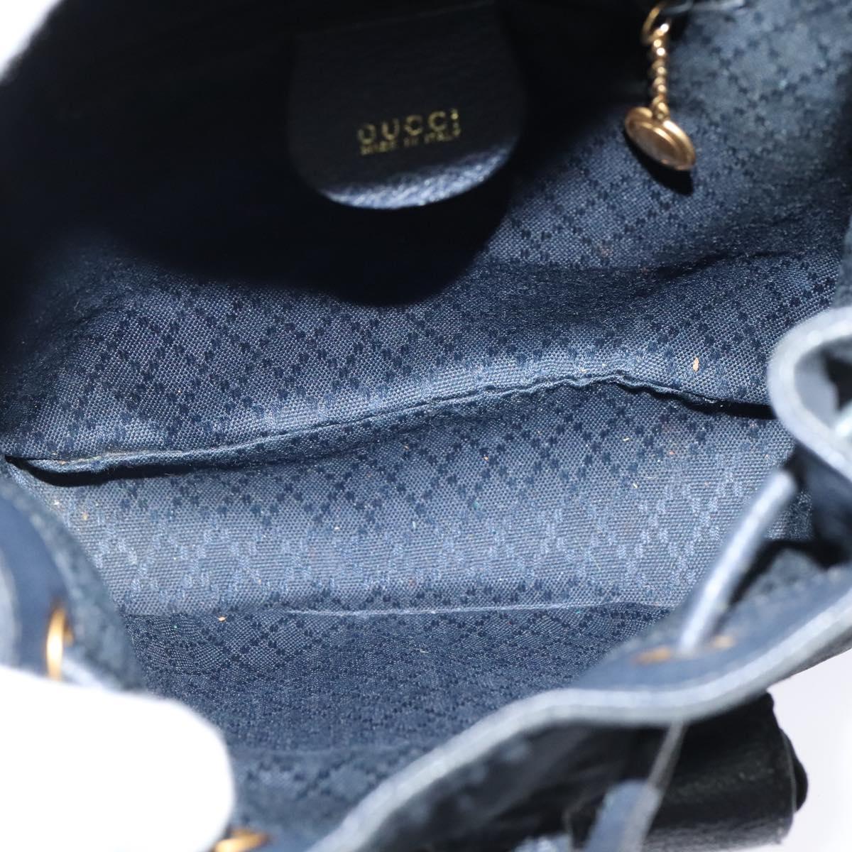 GUCCI Bamboo Backpack Suede Leather Navy Gold 003 1956 0030 Auth BA1984