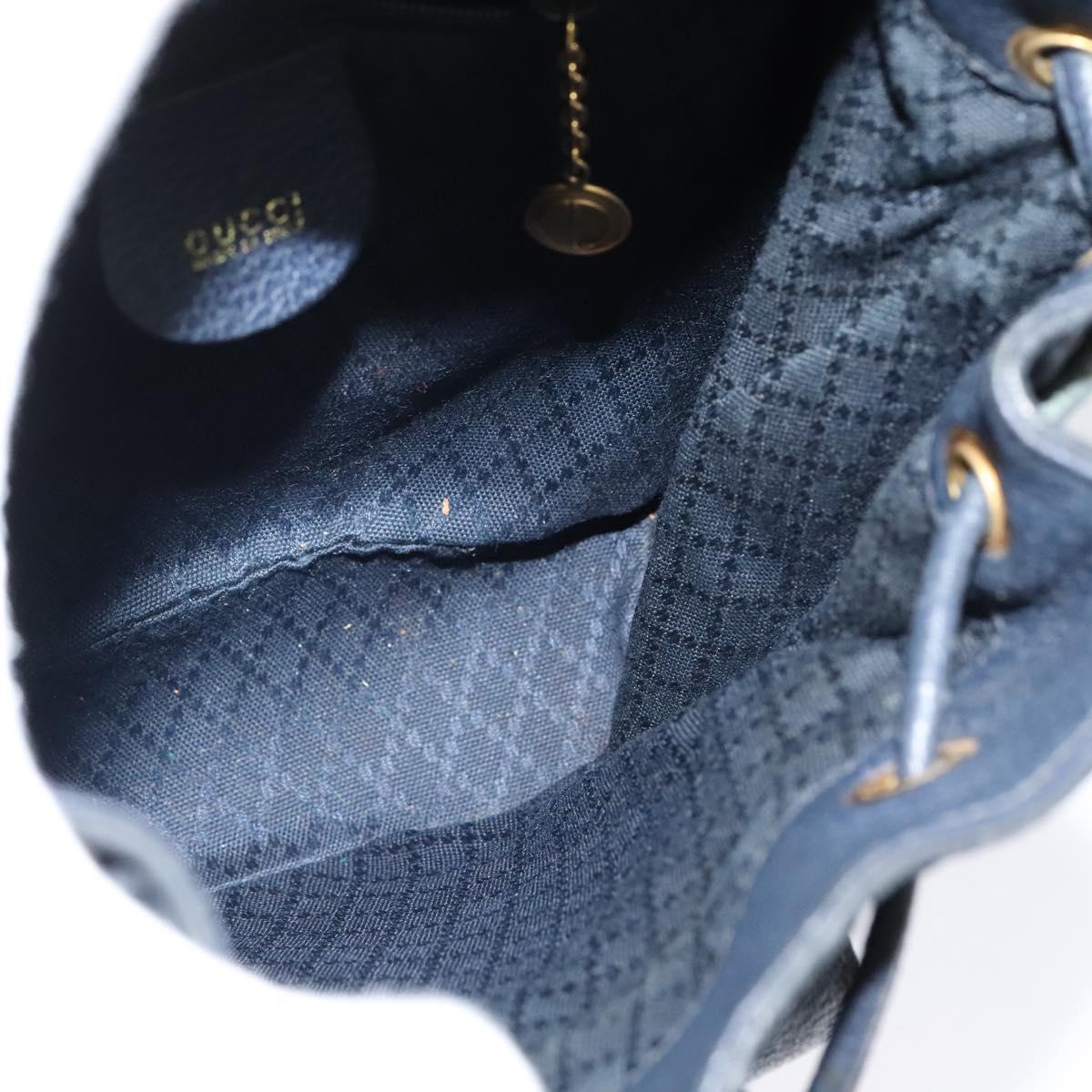 GUCCI Bamboo Backpack Suede Leather Navy Gold 003 1956 0030 Auth BA1984
