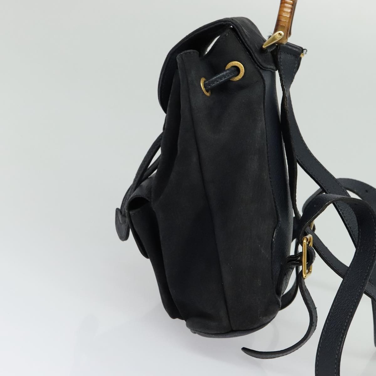 GUCCI Bamboo Backpack Suede Leather Navy Gold 003 1956 0030 Auth BA1984
