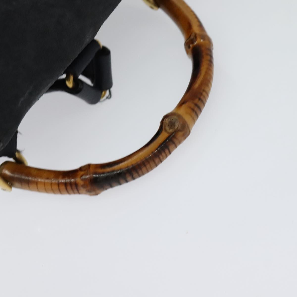 GUCCI Bamboo Backpack Suede Leather Navy Gold 003 1956 0030 Auth BA1984
