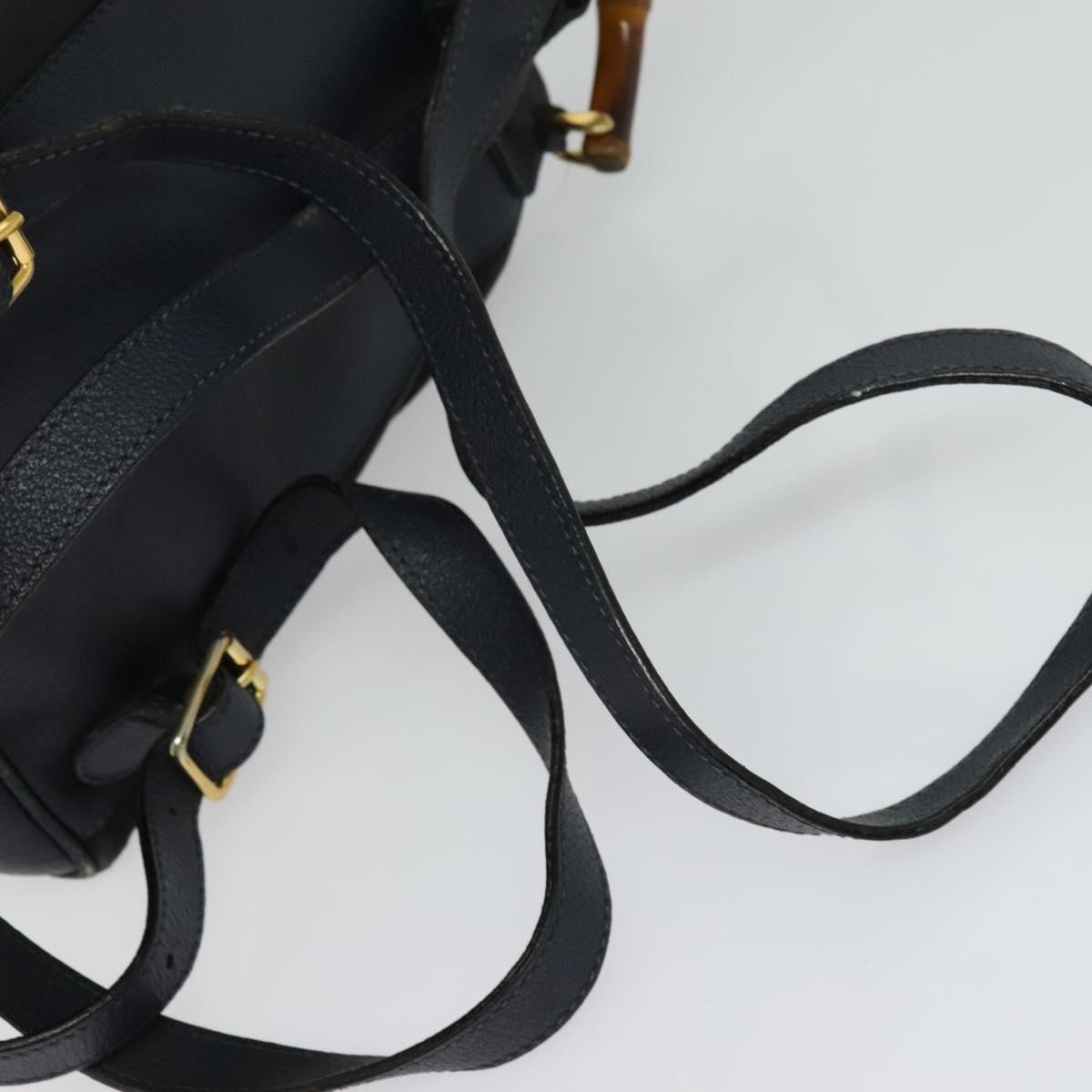 GUCCI Bamboo Backpack Suede Leather Navy Gold 003 1956 0030 Auth BA1984