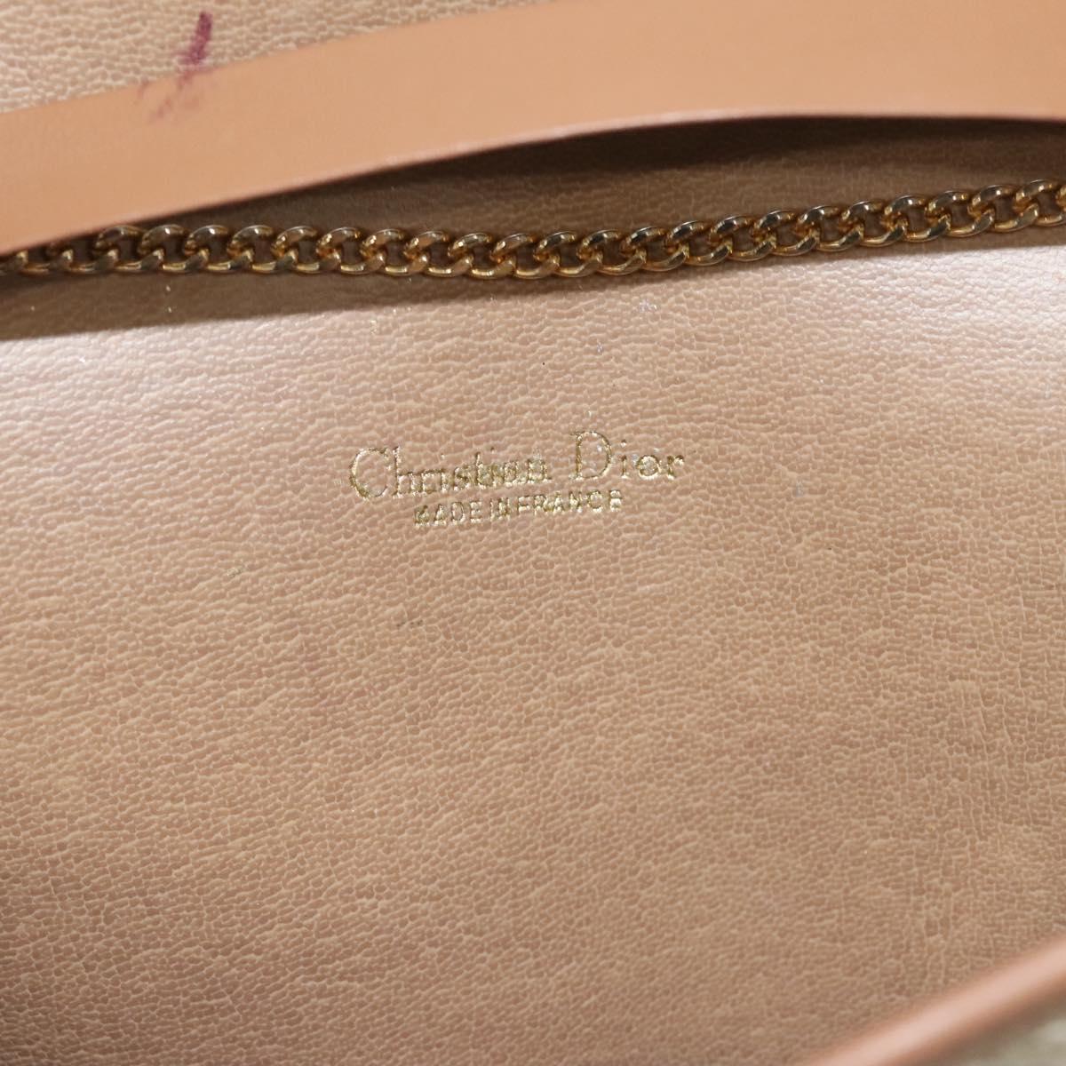 Christian Dior Honeycomb Canvas Chain Shoulder Bag PVC Beige Gold Auth BA1990