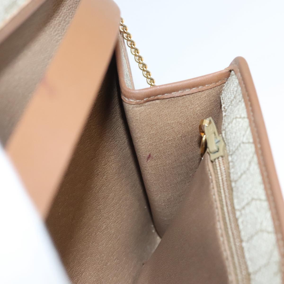 Christian Dior Honeycomb Canvas Chain Shoulder Bag PVC Beige Gold Auth BA1990