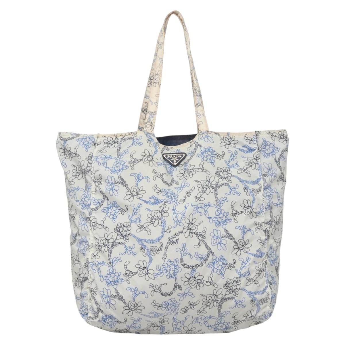 PRADA Tote Bag Nylon Light Blue Silver Auth BA1993
