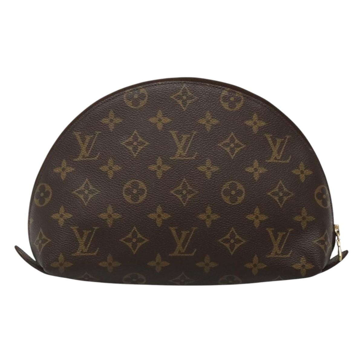 LOUIS VUITTON Monogram Trousse Demi Ronde Cosmetic Pouch M47520 LV Auth BA2009