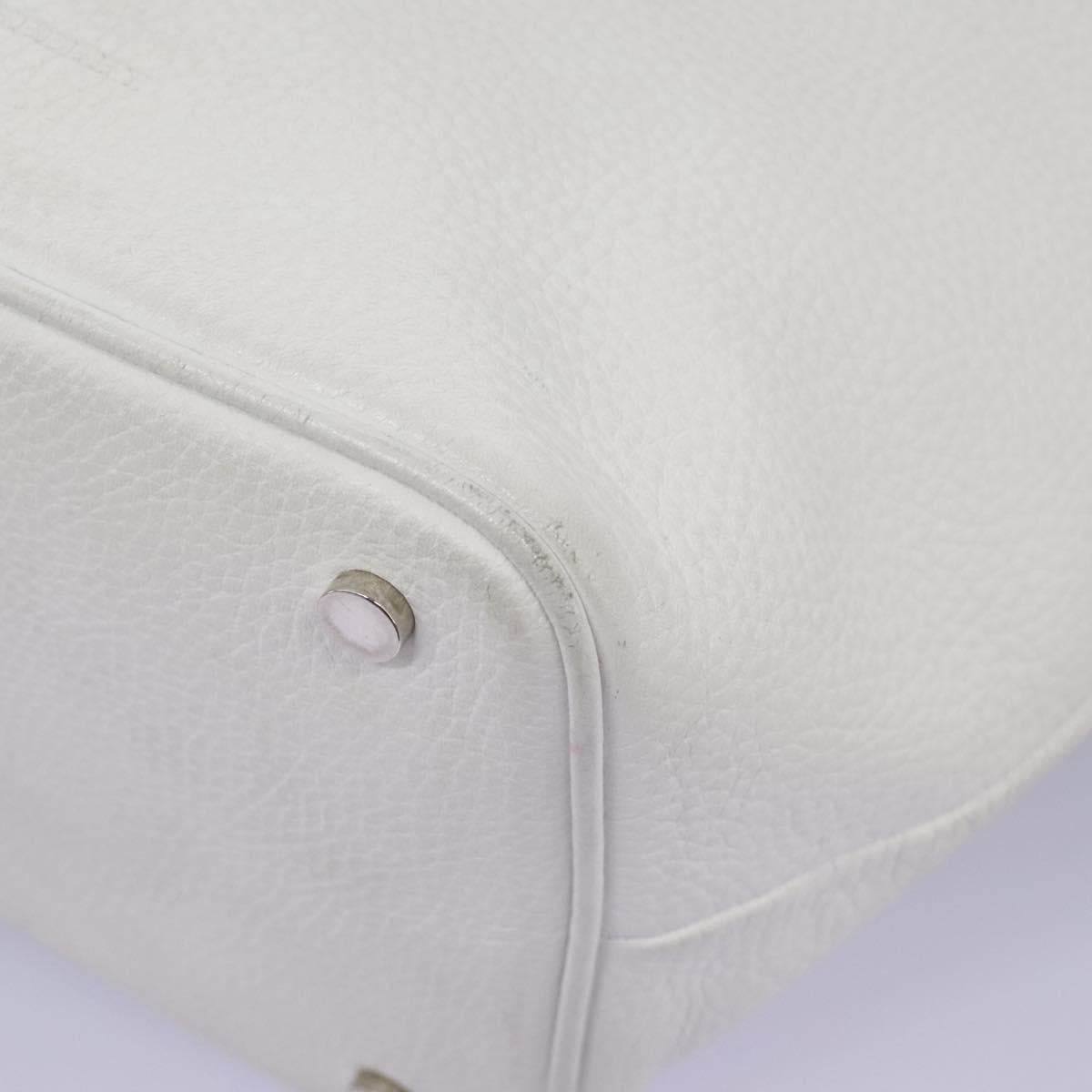 BURBERRY Shoulder Bag Leather White Silver Auth BA2015