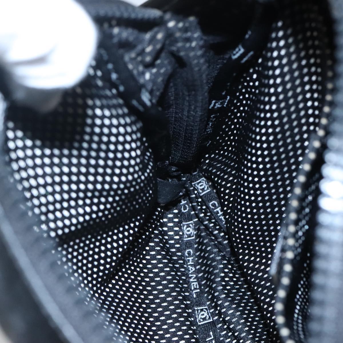 CHANEL Sports COCO Mark Shoulder Bag Coated Canvas Black CC Auth BA202