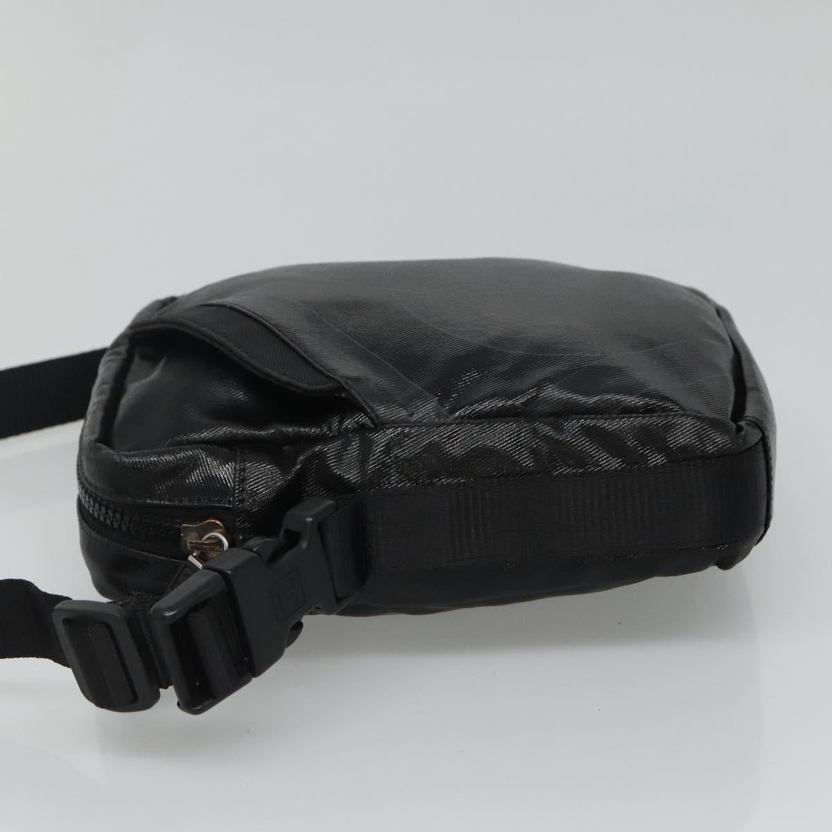 CHANEL Sports COCO Mark Shoulder Bag Coated Canvas Black CC Auth BA202