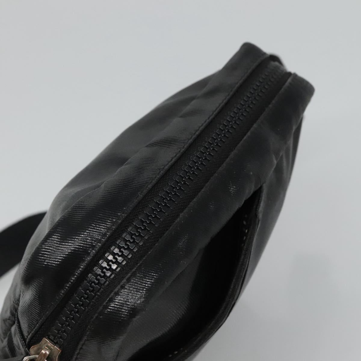CHANEL Sports COCO Mark Shoulder Bag Coated Canvas Black CC Auth BA202