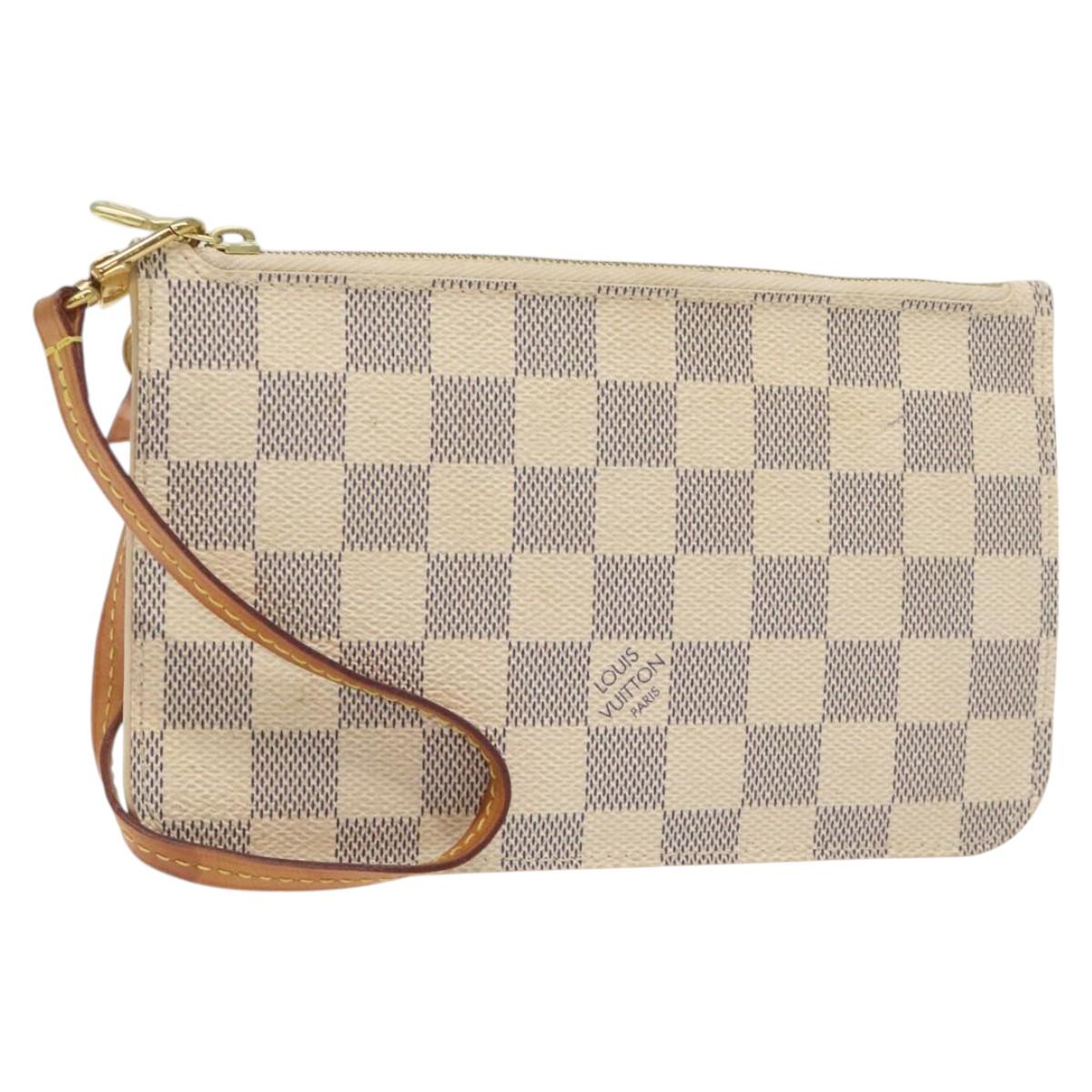 LOUIS VUITTON Damier Azur Neverfull PM Pouch Accessory Pouch LV Auth BA2020