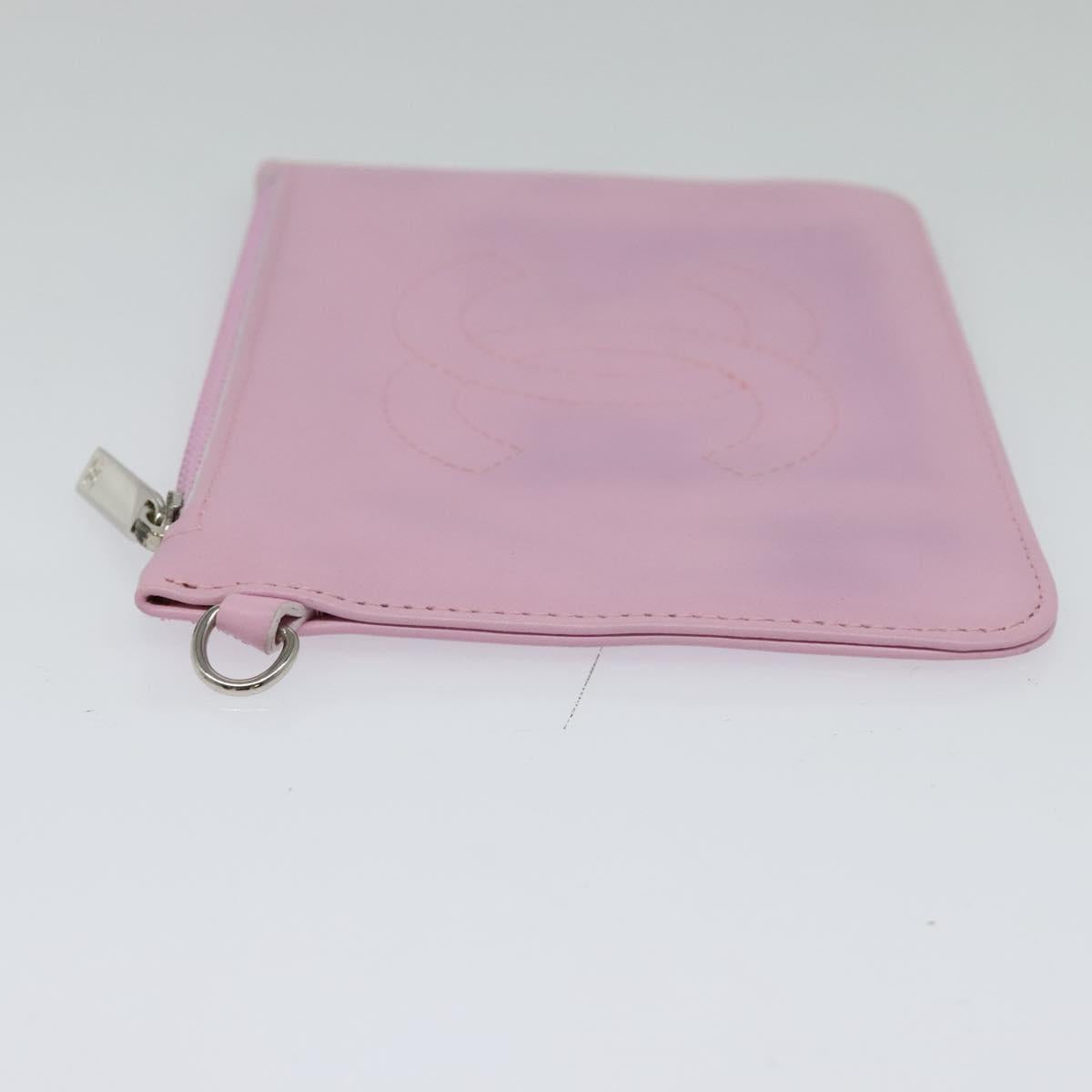 CHANEL Pouch Leather Pink CC Auth BA2026