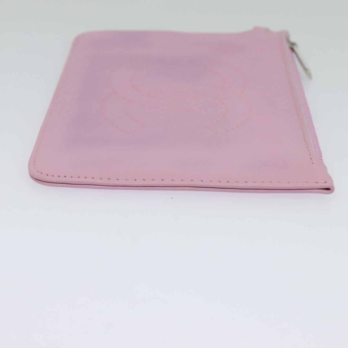 CHANEL Pouch Leather Pink CC Auth BA2026