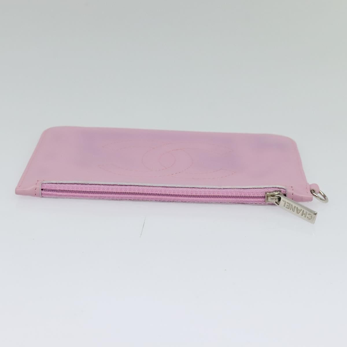 CHANEL Pouch Leather Pink CC Auth BA2026