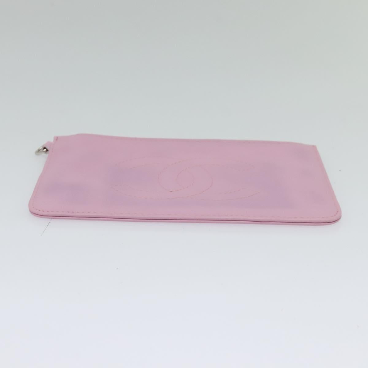 CHANEL Pouch Leather Pink CC Auth BA2026