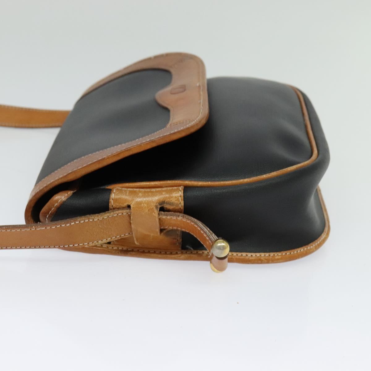 Christian Dior Shoulder Bag Leather Black Gold Auth BA2030