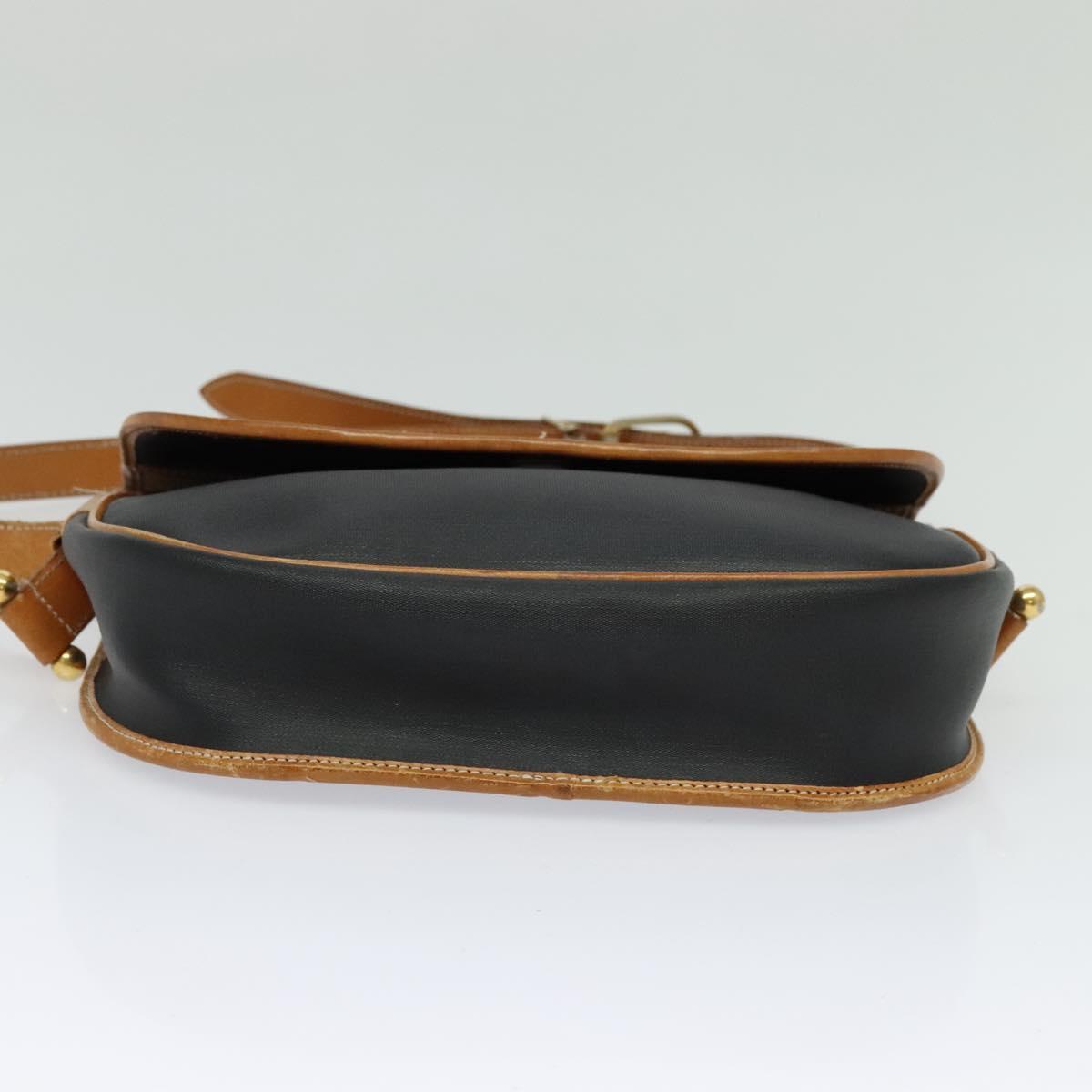 Christian Dior Shoulder Bag Leather Black Gold Auth BA2030