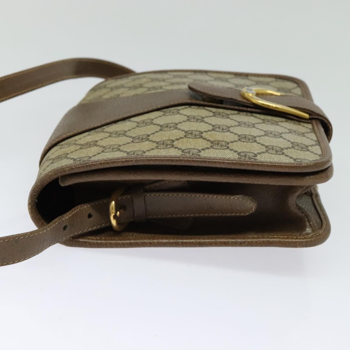 GUCCI GG Supreme Shoulder Bag PVC Beige Gold Auth BA2037