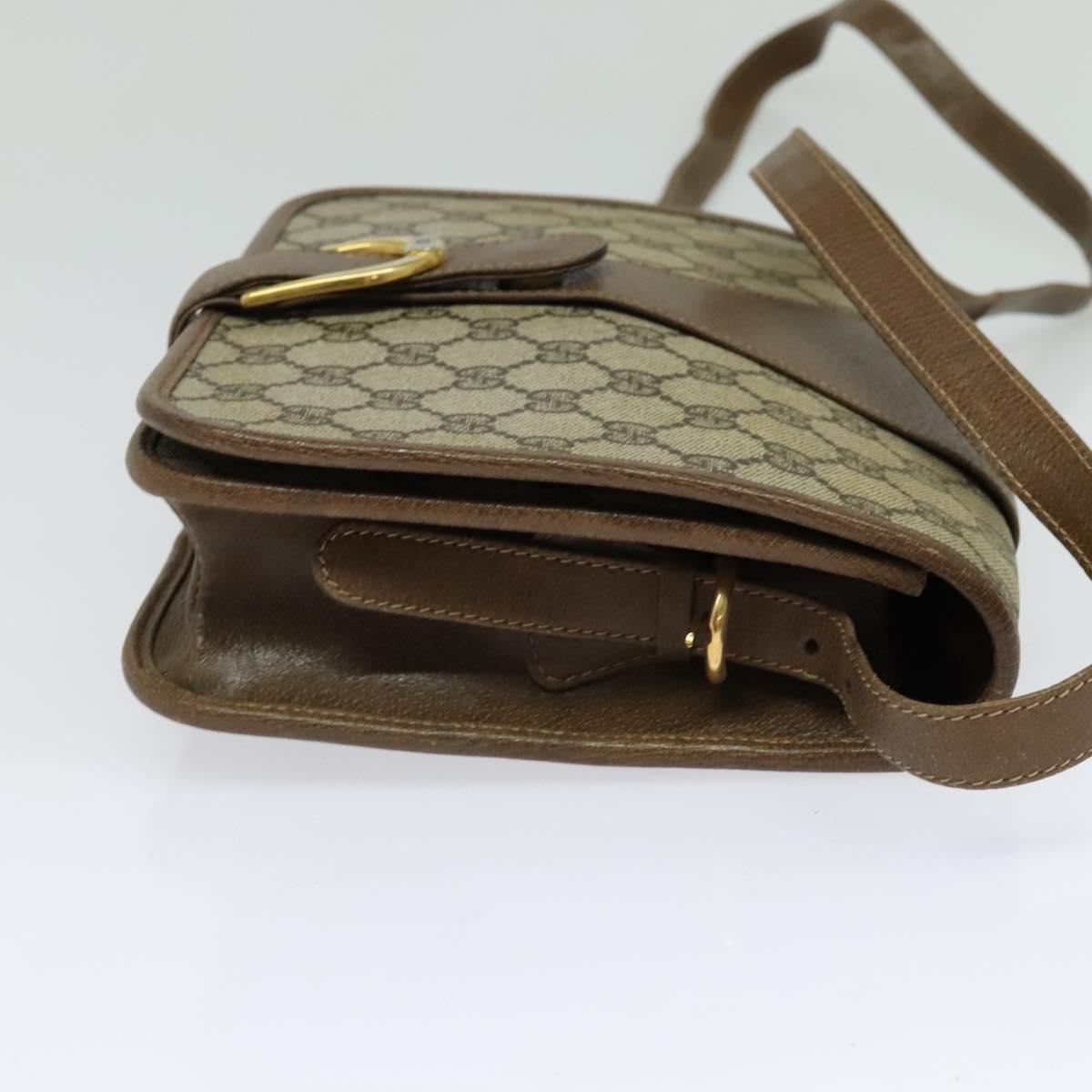 GUCCI GG Supreme Shoulder Bag PVC Beige Gold Auth BA2037