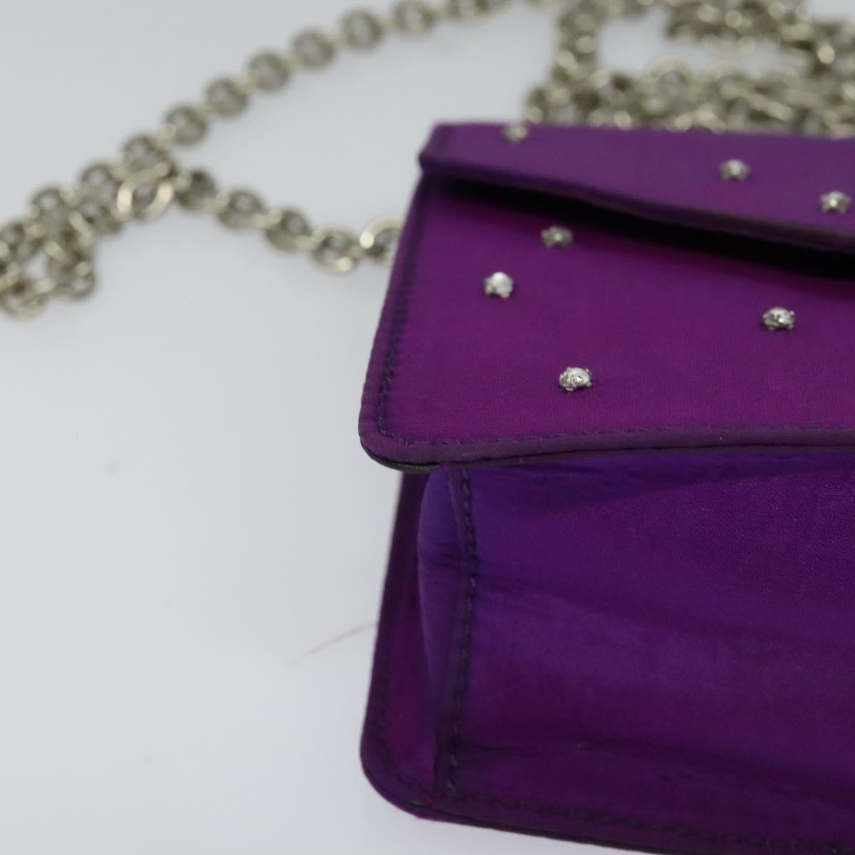 CELINE Chain Shoulder Bag Nylon Purple Auth BA204