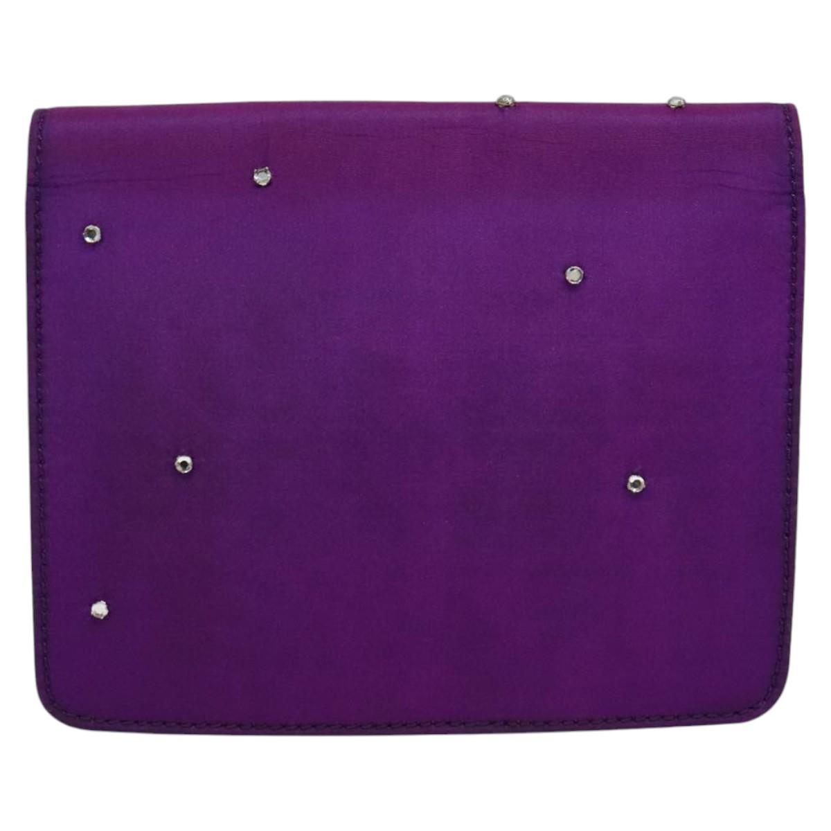 CELINE Chain Shoulder Bag Nylon Purple Auth BA204