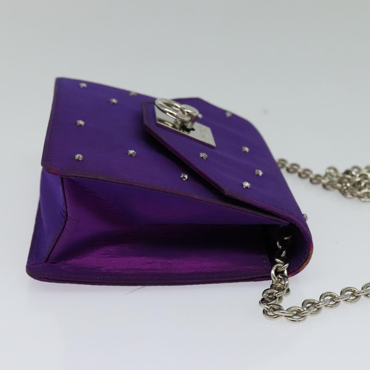 CELINE Chain Shoulder Bag Nylon Purple Auth BA204