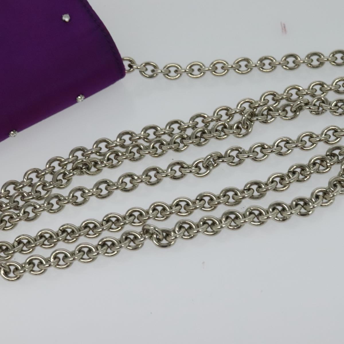 CELINE Chain Shoulder Bag Nylon Purple Auth BA204