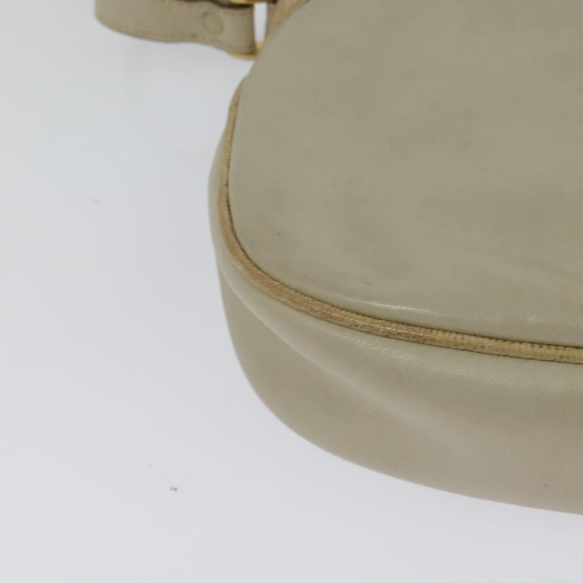 CELINE Shoulder Bag Leather Gold Beige Auth BA2040