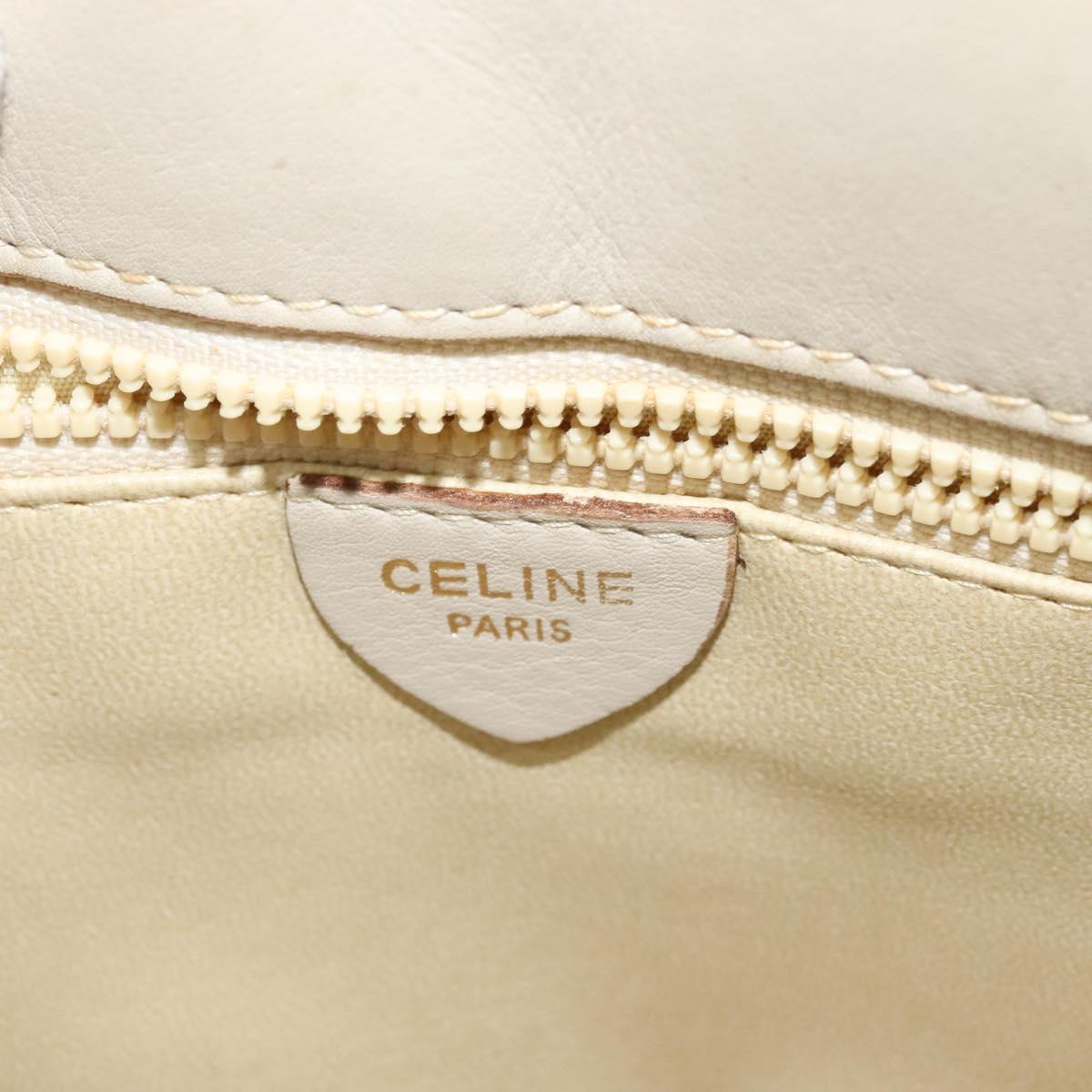 CELINE Shoulder Bag Leather Gold Beige Auth BA2040