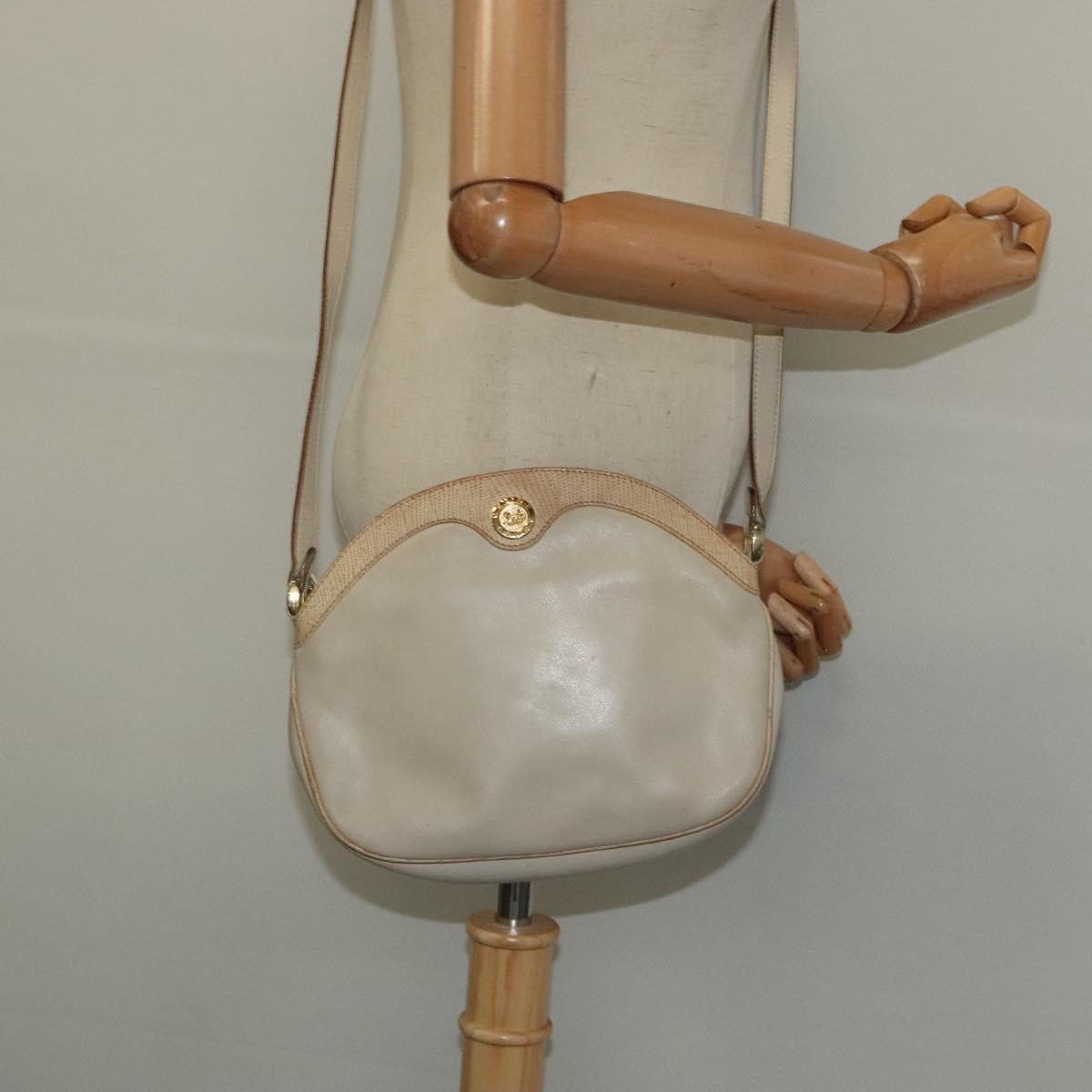 CELINE Shoulder Bag Leather Gold Beige Auth BA2040