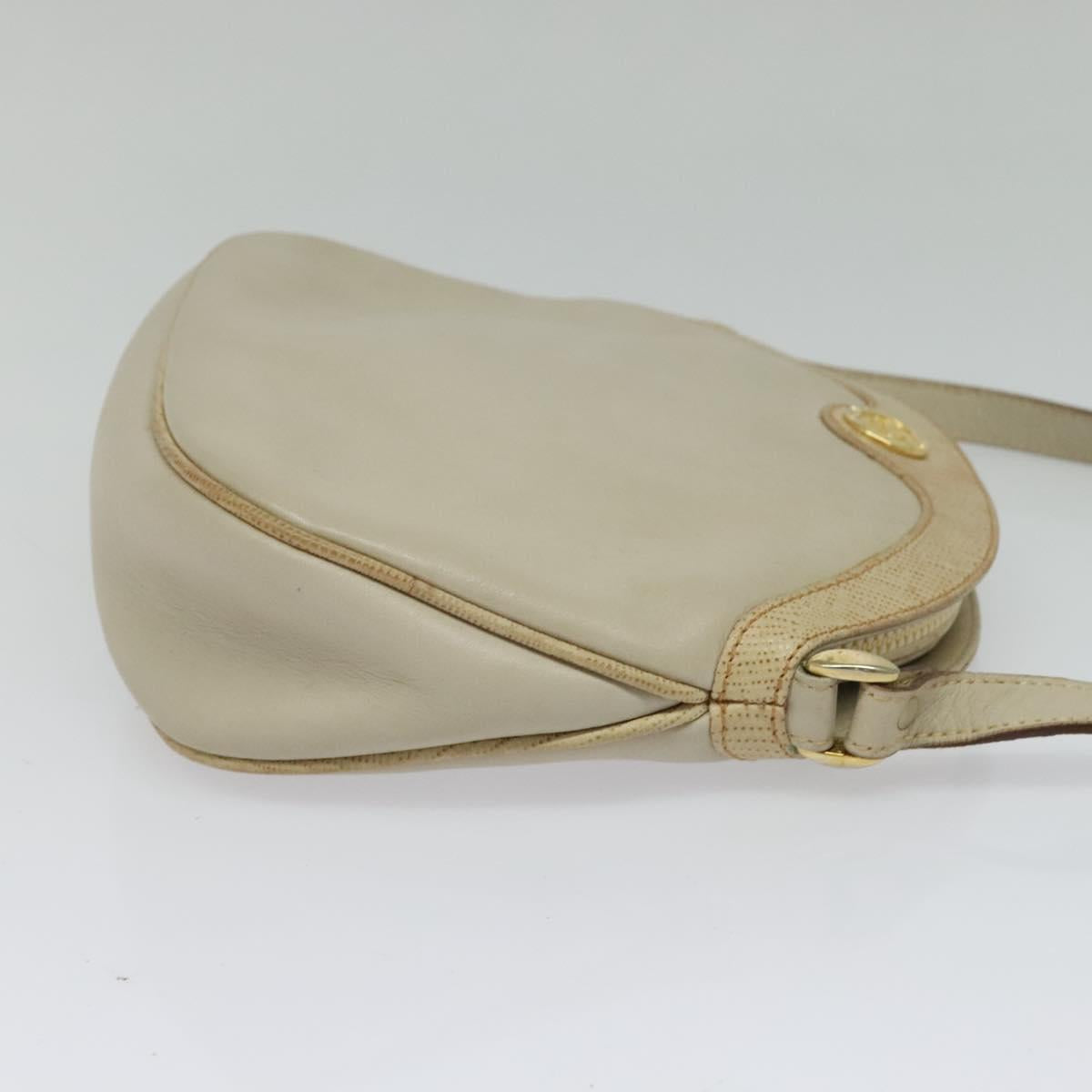 CELINE Shoulder Bag Leather Gold Beige Auth BA2040