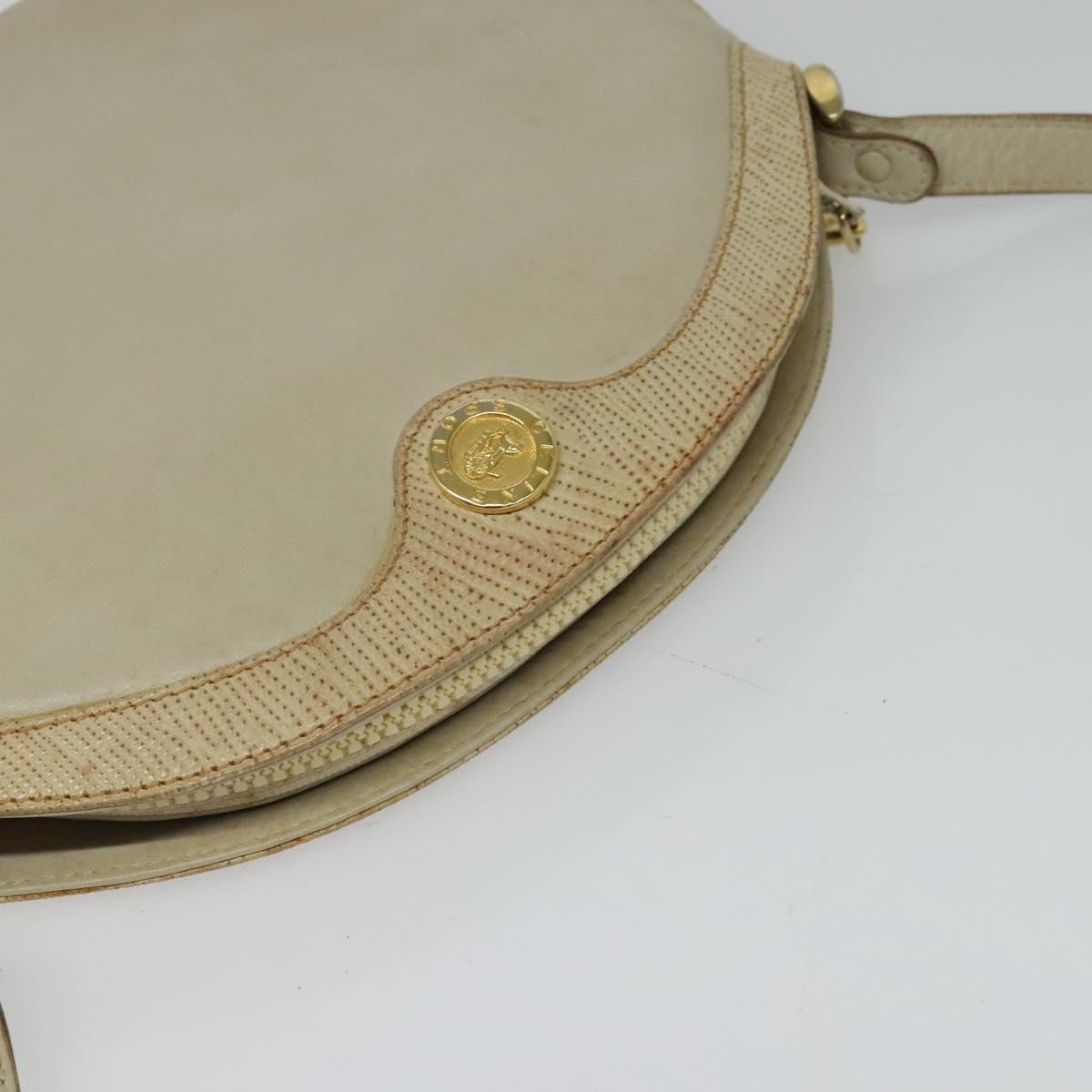 CELINE Shoulder Bag Leather Gold Beige Auth BA2040