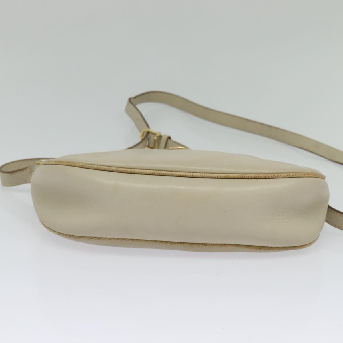 CELINE Shoulder Bag Leather Gold Beige Auth BA2040