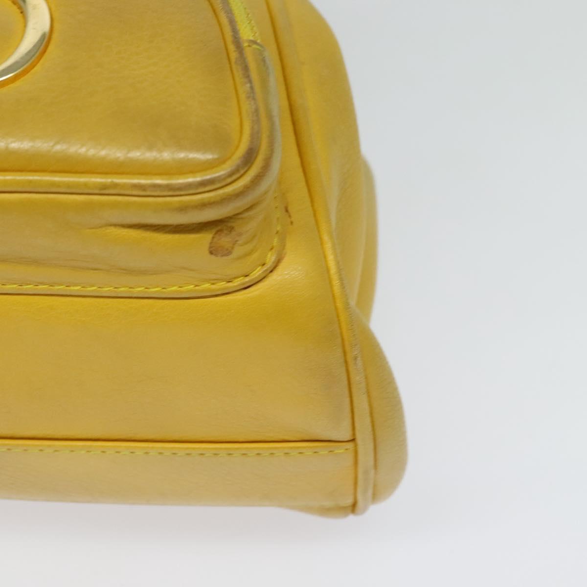 Christian Dior Backpack Leather Gold Yellow Auth BA2068