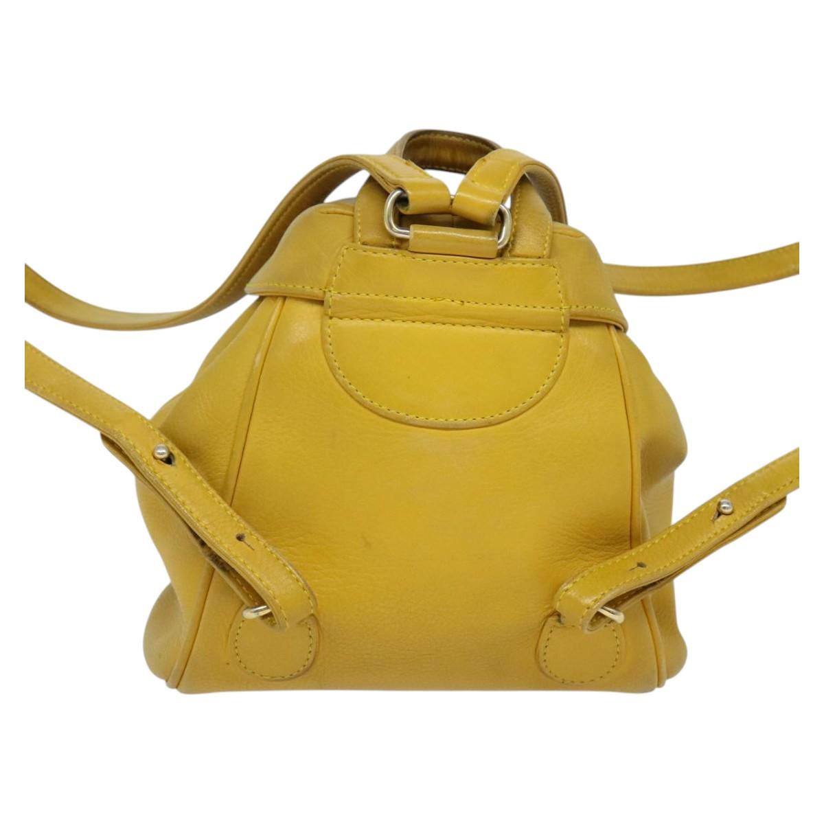 Christian Dior Backpack Leather Gold Yellow Auth BA2068