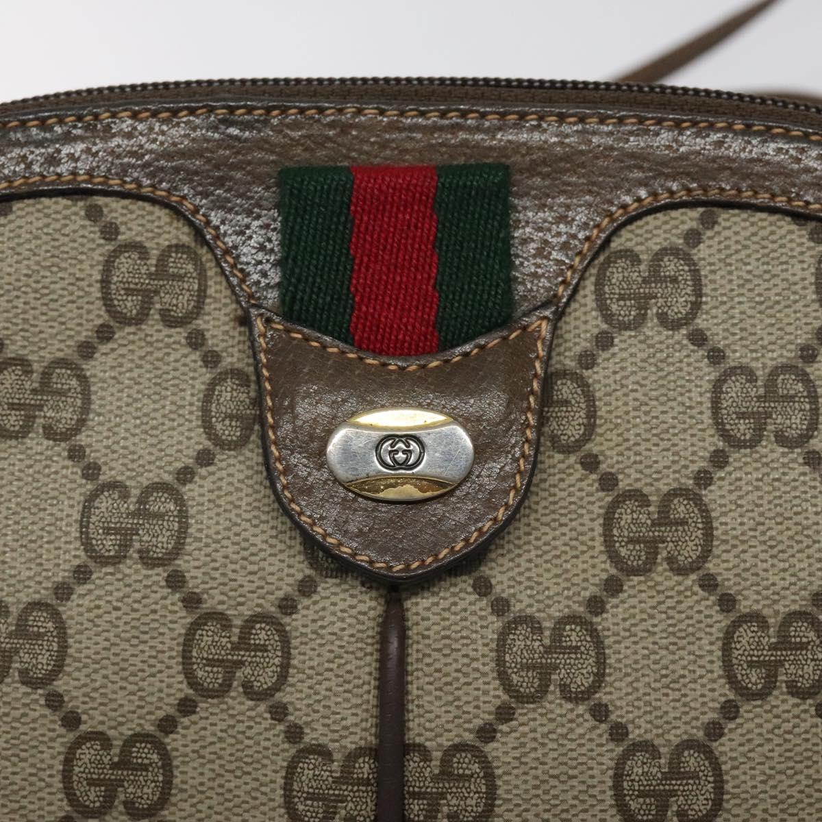 GUCCI GG Supreme Web Sherry Line Shoulder Bag PVC Beige 904 02 047 Auth BA2083