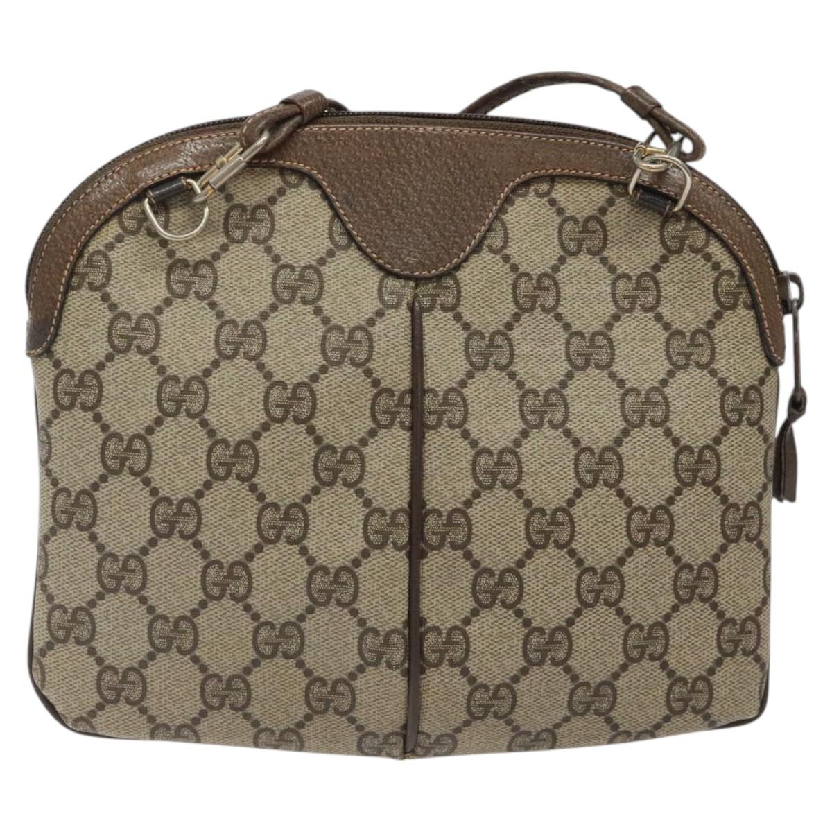 GUCCI GG Supreme Web Sherry Line Shoulder Bag PVC Beige 904 02 047 Auth BA2083