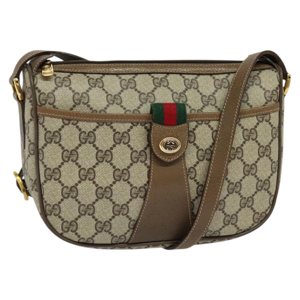 GUCCI GG Supreme Web Sherry Line Shoulder Bag PVC Beige 56 02 032 Auth BA2084