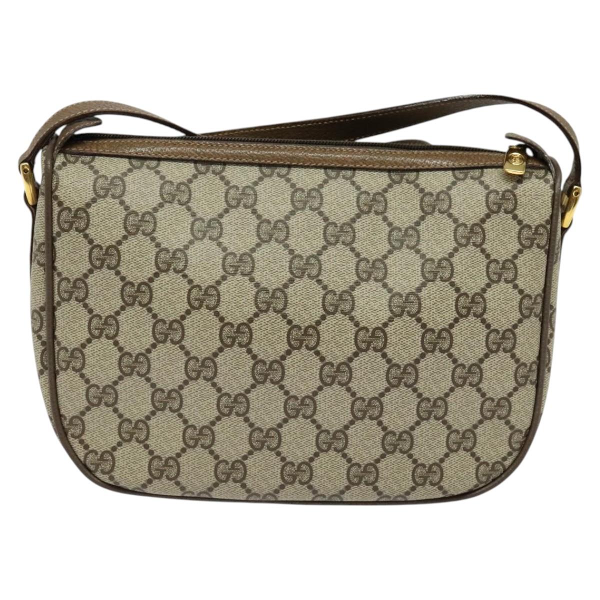 GUCCI GG Supreme Web Sherry Line Shoulder Bag PVC Beige 56 02 032 Auth BA2084