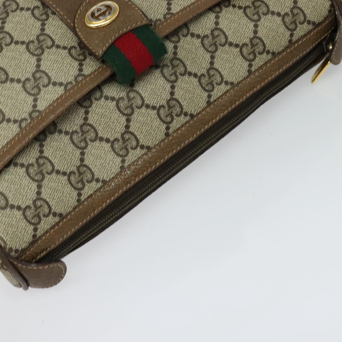 GUCCI GG Supreme Web Sherry Line Shoulder Bag PVC Beige 56 02 032 Auth BA2084