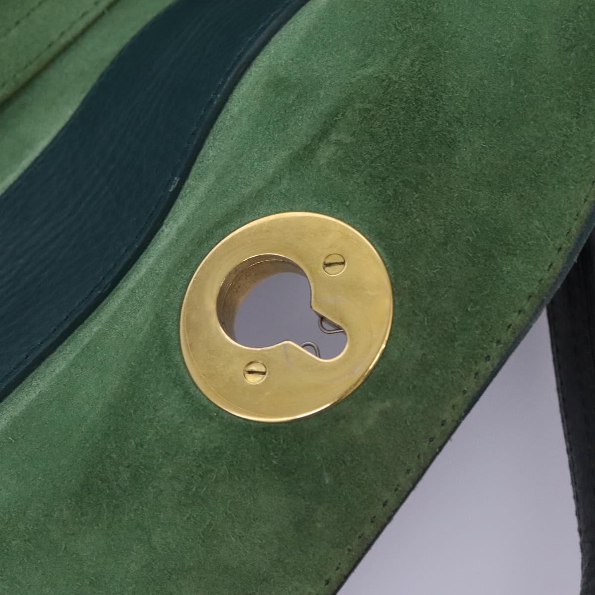 SAINT LAURENT Hand Bag Leather Navy Gold 197149 Auth BA2091