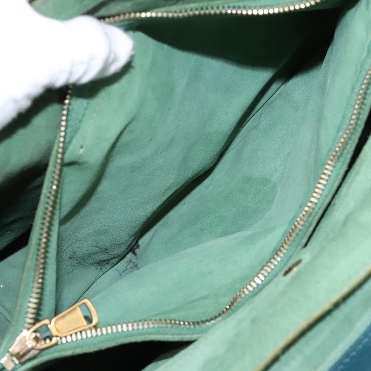 SAINT LAURENT Hand Bag Leather Navy Gold 197149 Auth BA2091