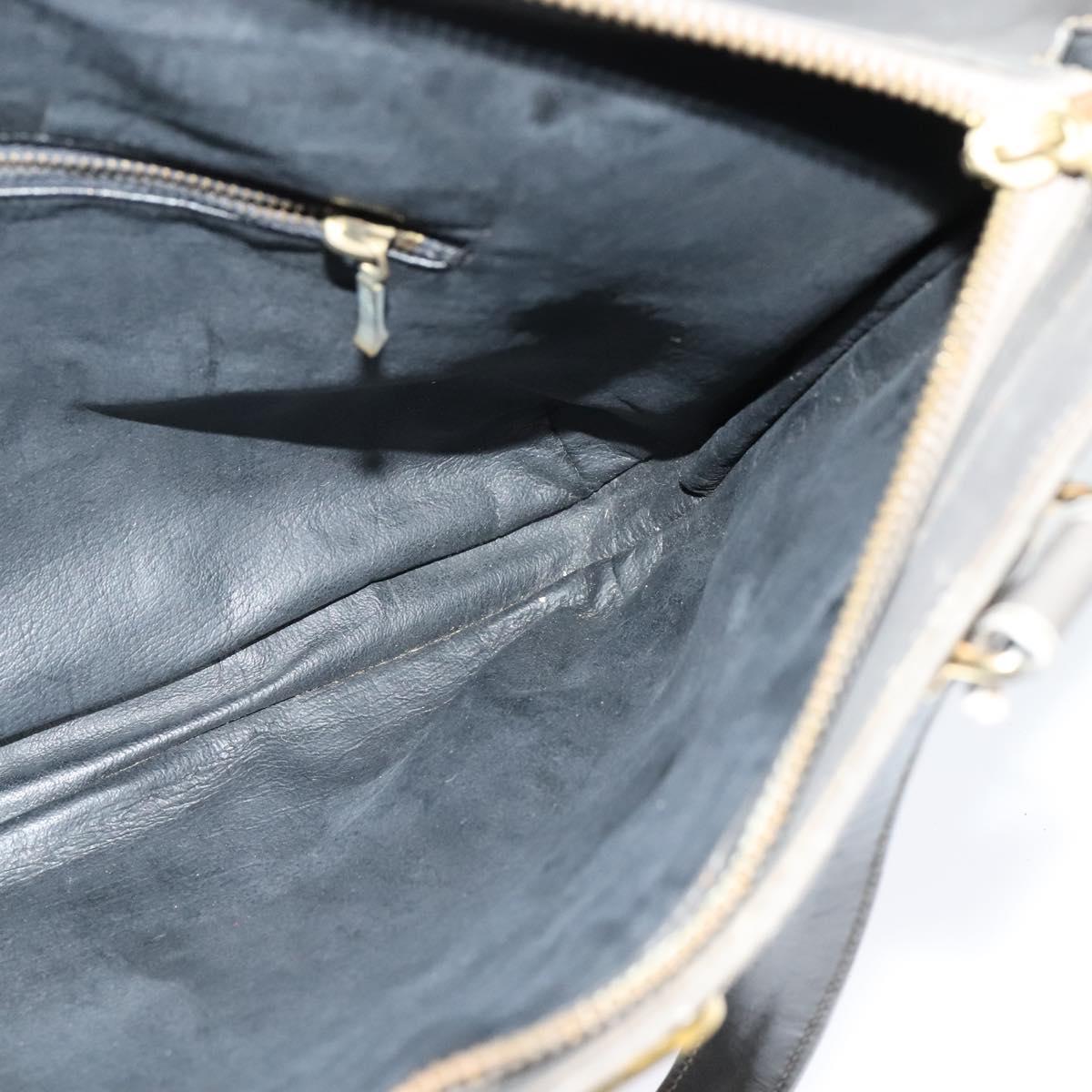 CELINE Hand Bag Suede Leather Gray Gold Auth BA2092