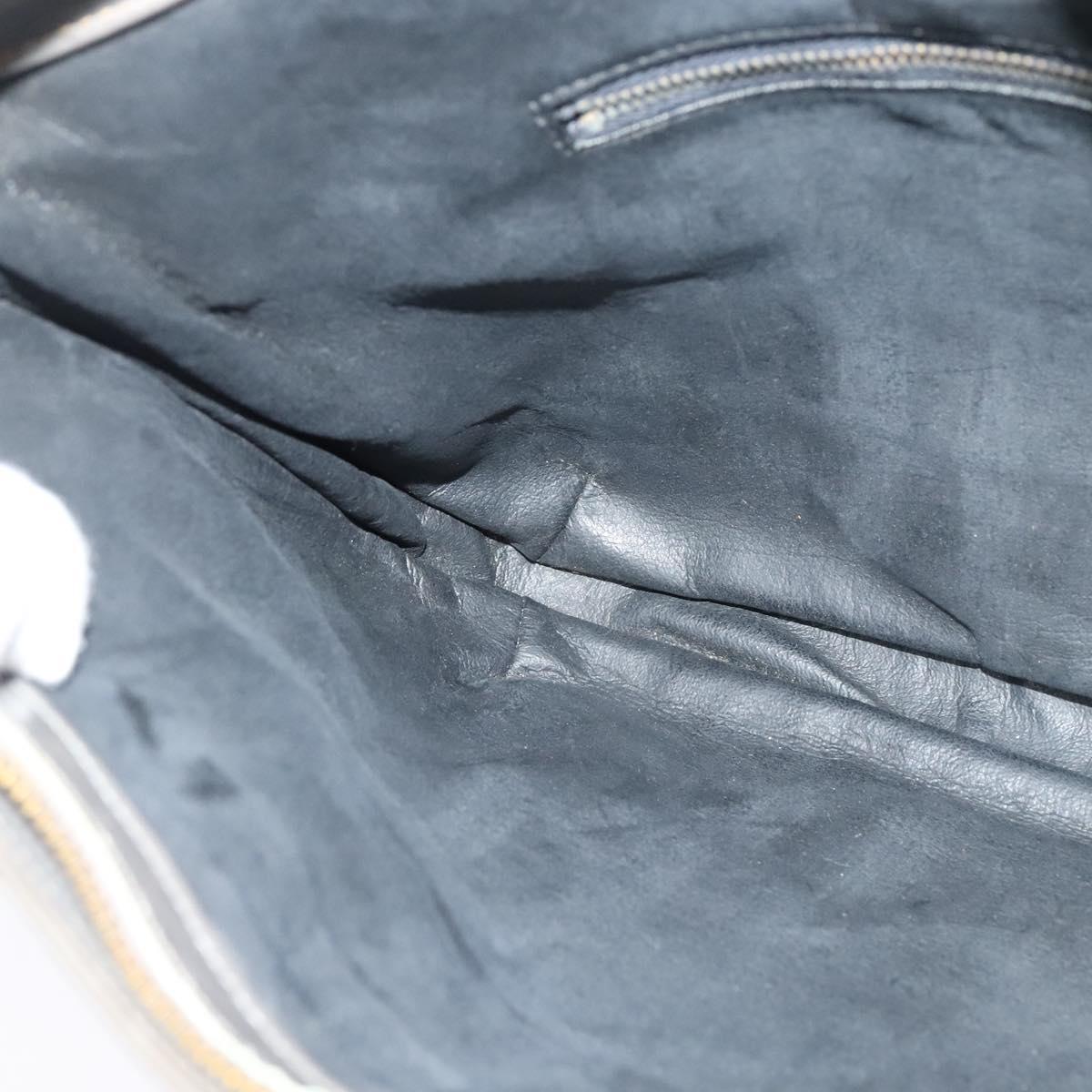 CELINE Hand Bag Suede Leather Gray Gold Auth BA2092