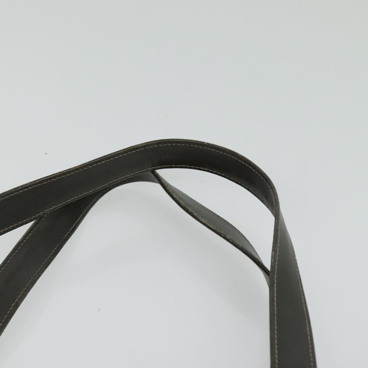 CELINE Hand Bag Suede Leather Gray Gold Auth BA2092