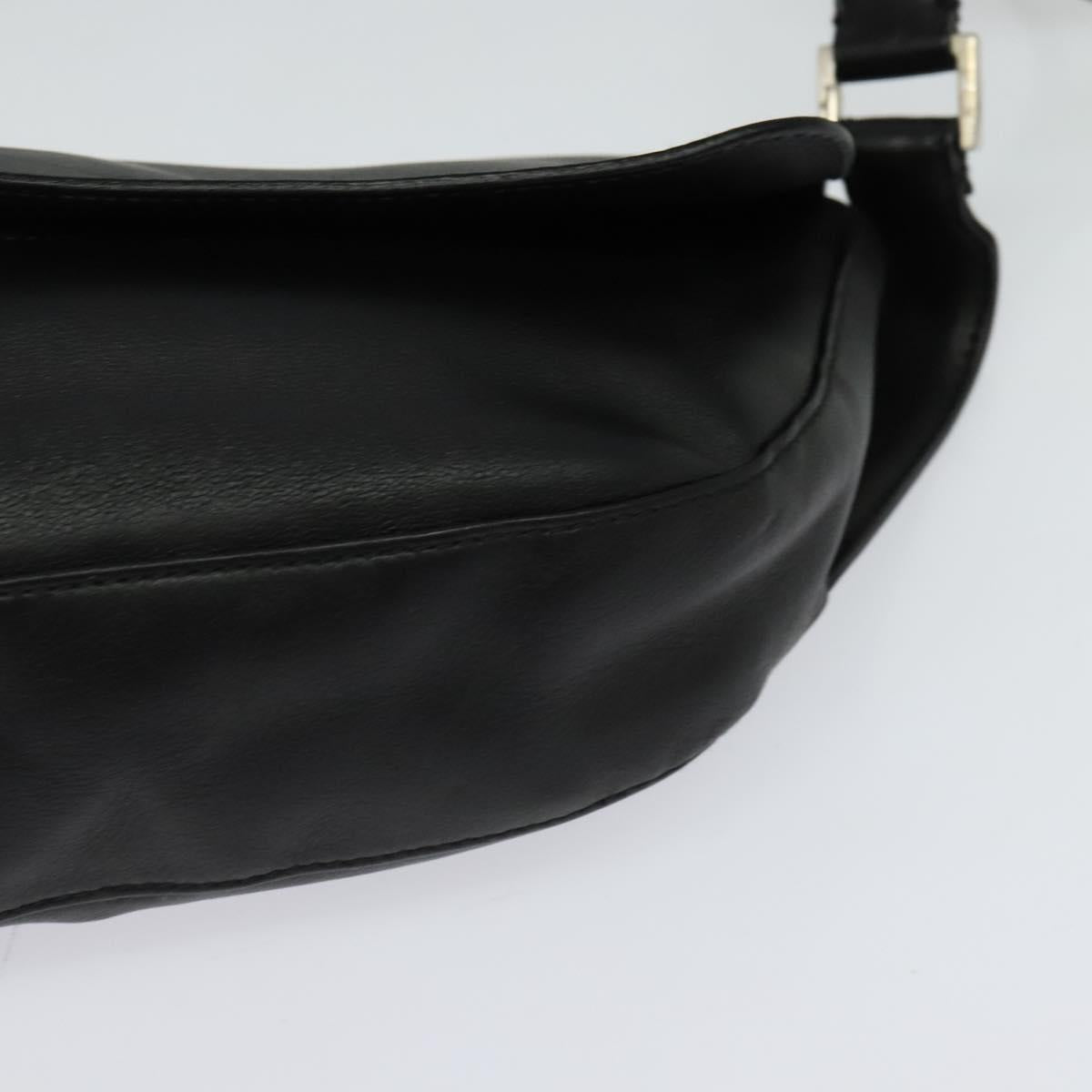 Salvatore Ferragamo Shoulder Bag Leather Black Silver Auth BA2098